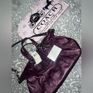 Coach Purple Leather Madison Handbag Eggplant Plum